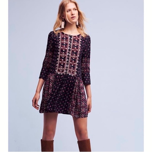 ANTHROPOLOGIE | VANESSA VIRGINIA KALEIDOSCOPE EMBROIDERED MINI DRESS SMALL - Picture 8 of 8